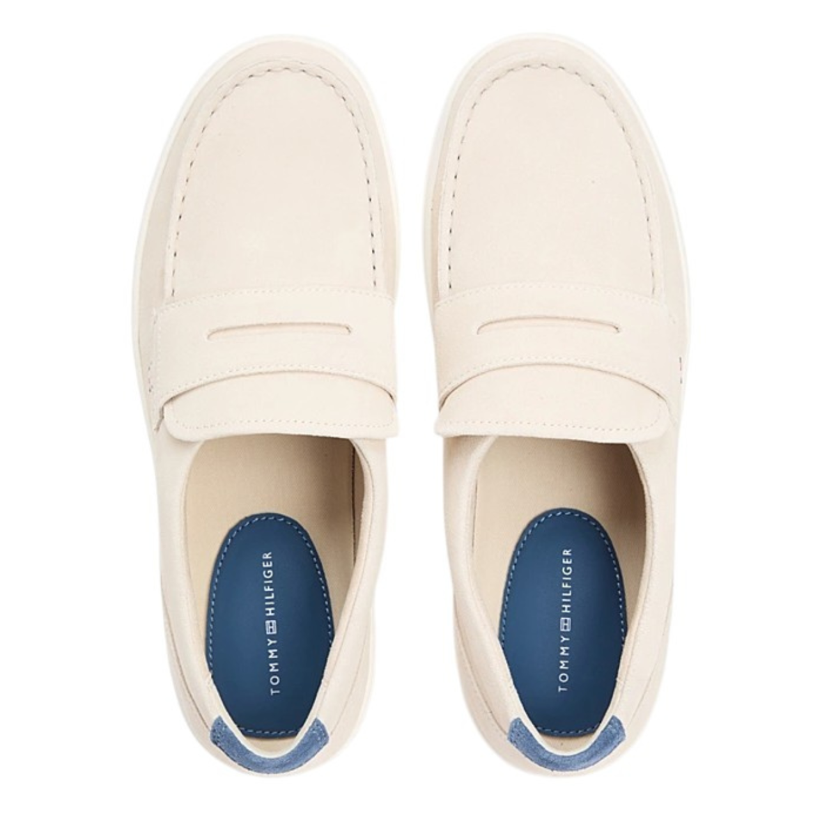 Tommy Hilfiger Cream Platform Slip-On Sneakers.