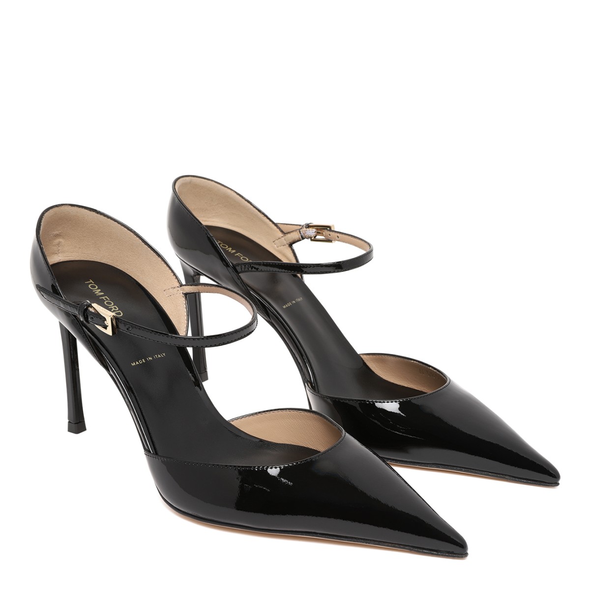 Tom Ford Black Patent Leather Pointed-Toe Pumps.