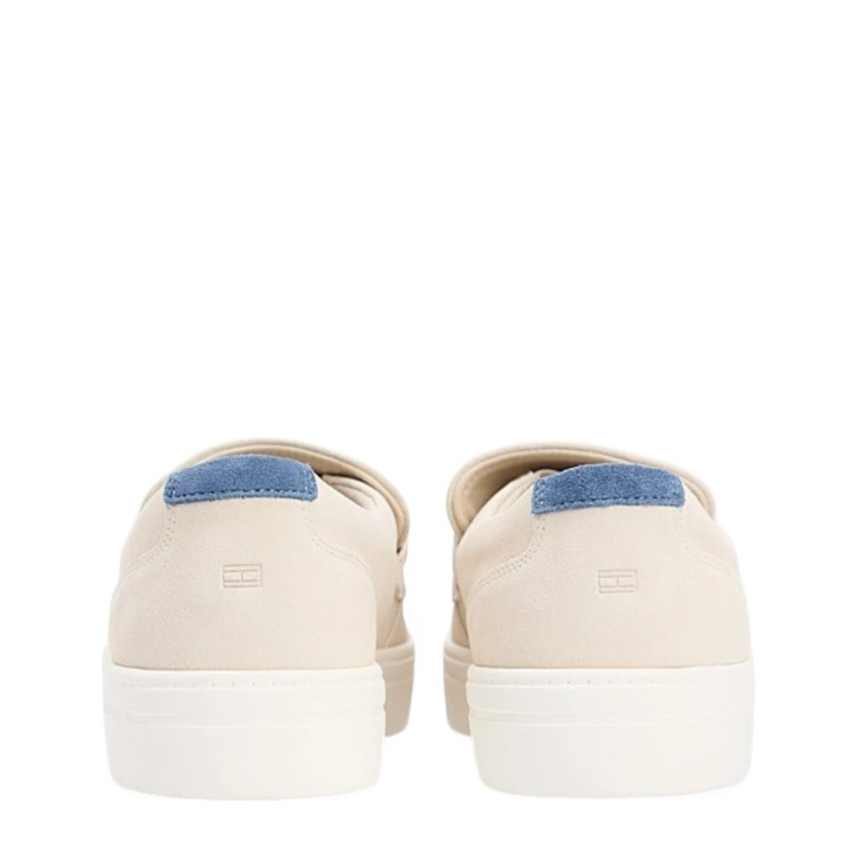 Tommy Hilfiger Cream Platform Slip-On Sneakers.