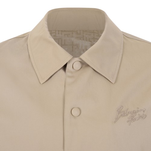 Balmain Beige Cotton Button-Up Jacket.  
