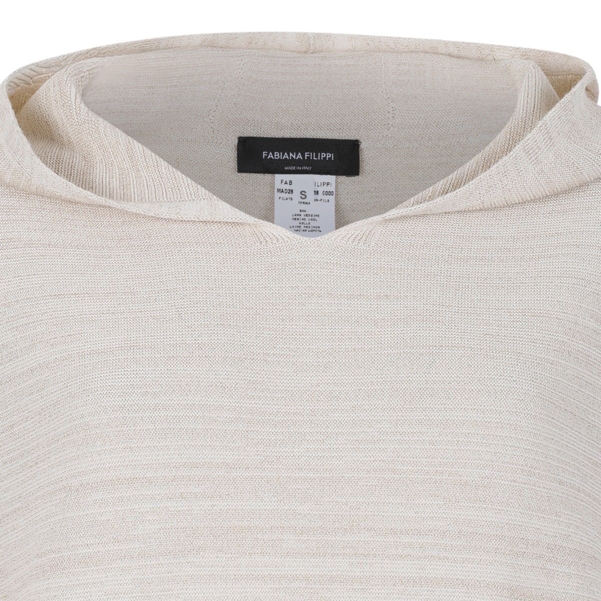Fabiana Filippi Beige Textured Hooded Knit Top. 