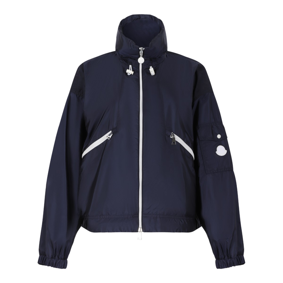 Moncler Black Technical Hooded Windbreaker Jacket.