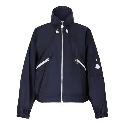 Moncler Black Technical Hooded Windbreaker Jacket.