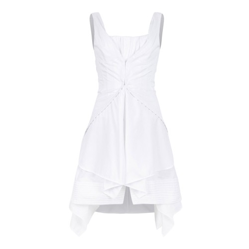 Alexander McQueen White Draped Mini Dress.