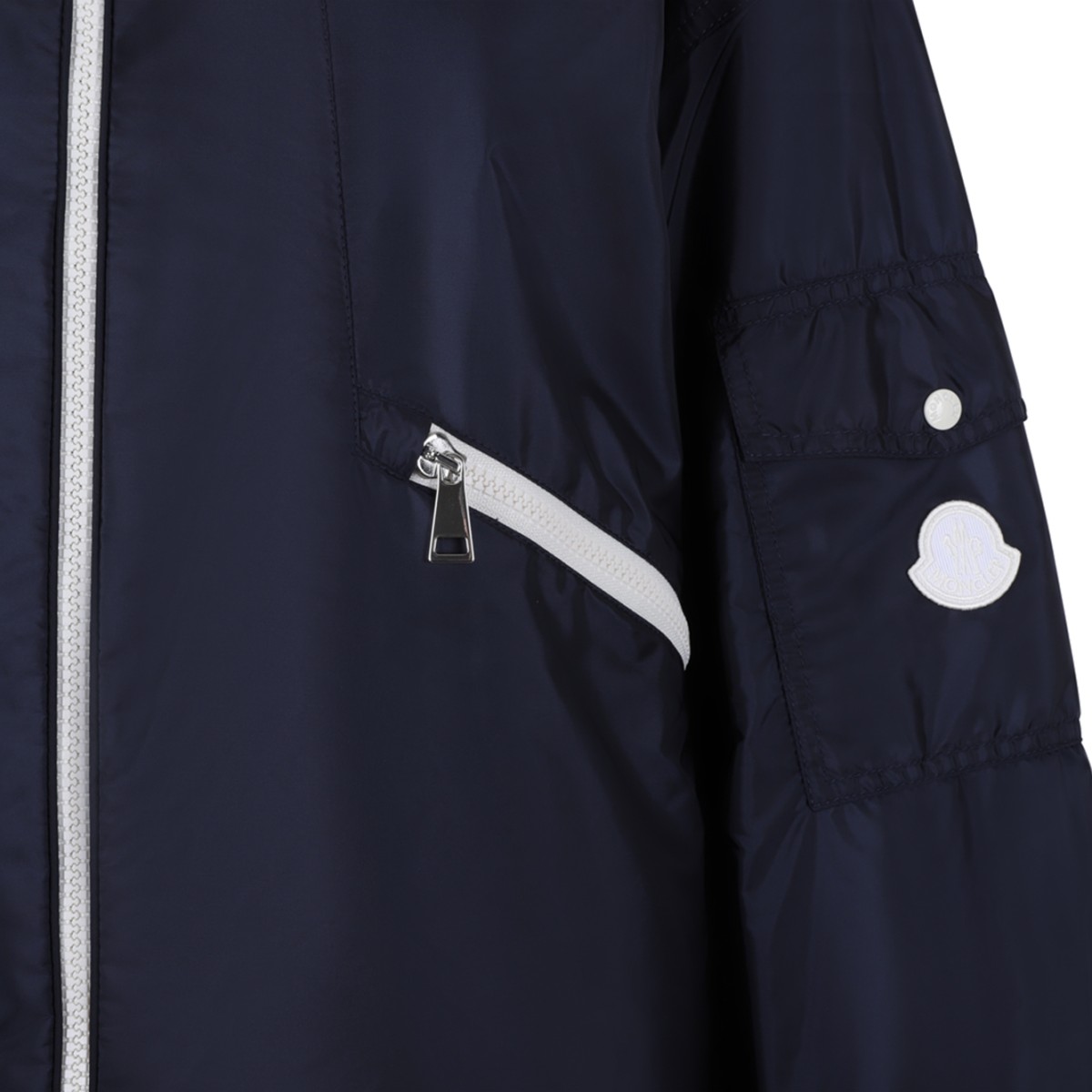 Moncler Black Technical Hooded Windbreaker Jacket.