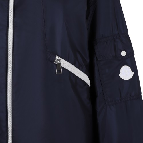Moncler Black Technical Hooded Windbreaker Jacket.