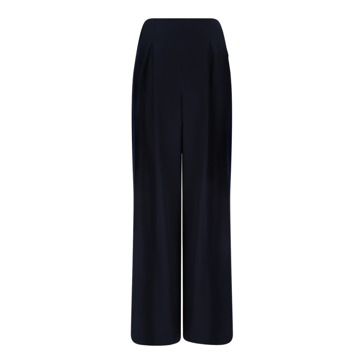 Max Mara Pure Navy Satin Wide-Leg Trousers.  