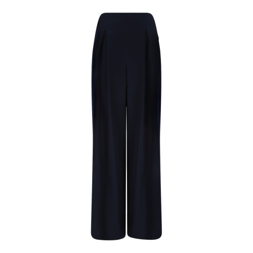 Max Mara Pure Navy Satin Wide-Leg Trousers.  