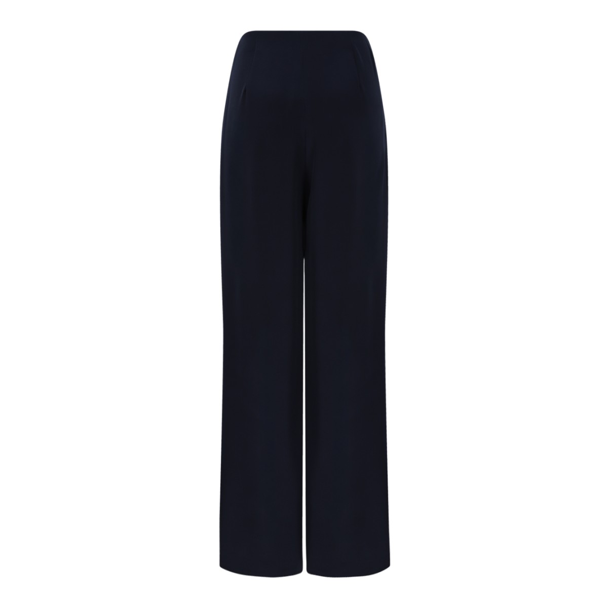 Max Mara Pure Navy Satin Wide-Leg Trousers.  