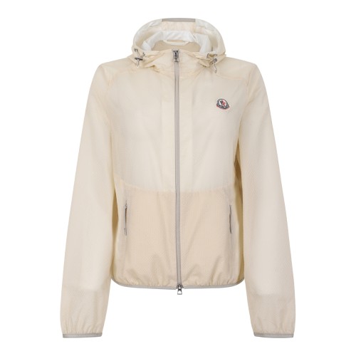 Moncler White Lightweight Hooded Jacket.