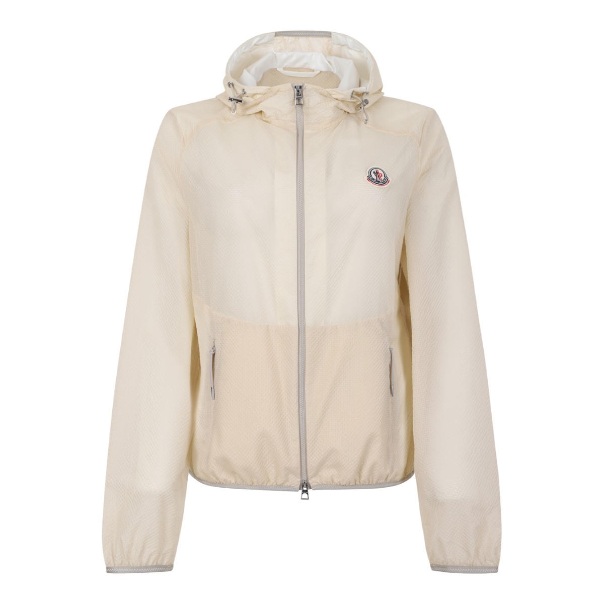 Moncler White Lightweight Hooded Jacket.