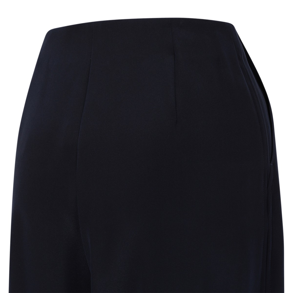 Max Mara Pure Navy Satin Wide-Leg Trousers.  