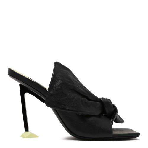 Givenchy Black Leather Sculptural Heel Mules.