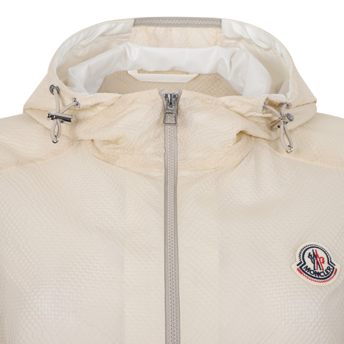 Moncler White Lightweight Hooded Jacket.