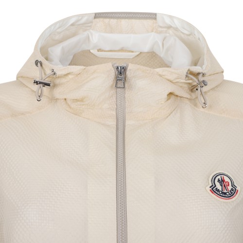 Moncler White Lightweight Hooded Jacket.