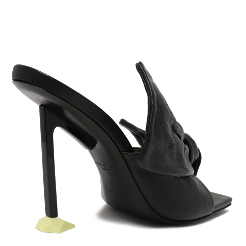 Givenchy Black Leather Sculptural Heel Mules.