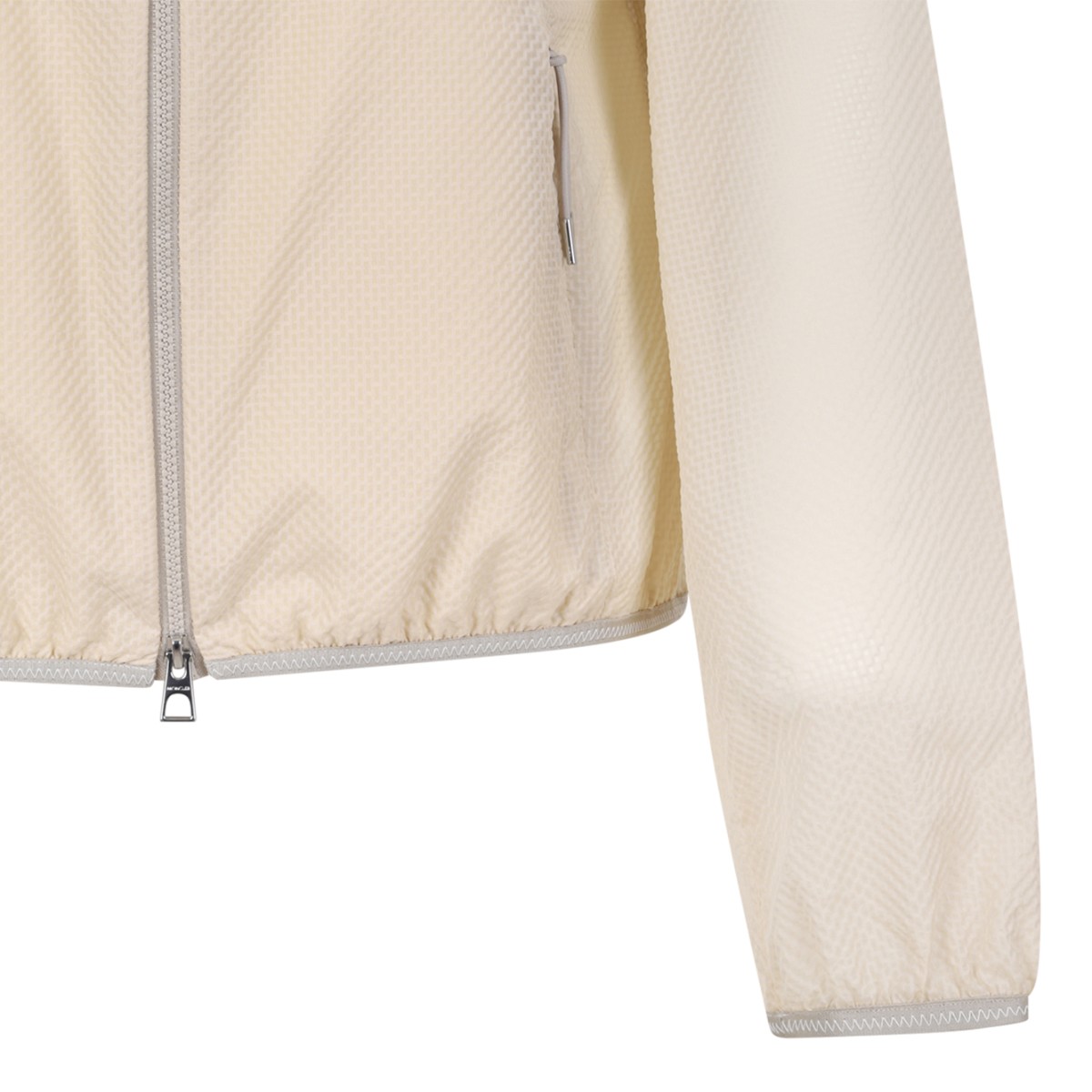 Moncler White Lightweight Hooded Jacket.