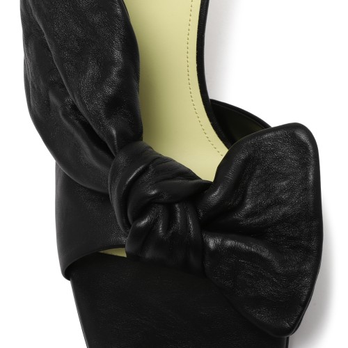 Givenchy Black Leather Sculptural Heel Mules.