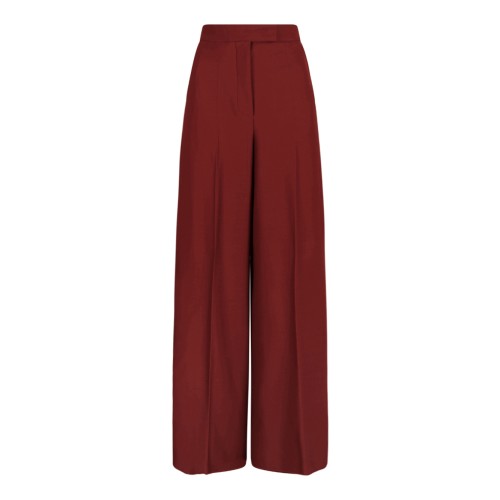 Max Mara Red High-Waisted Wide-Leg Trousers.