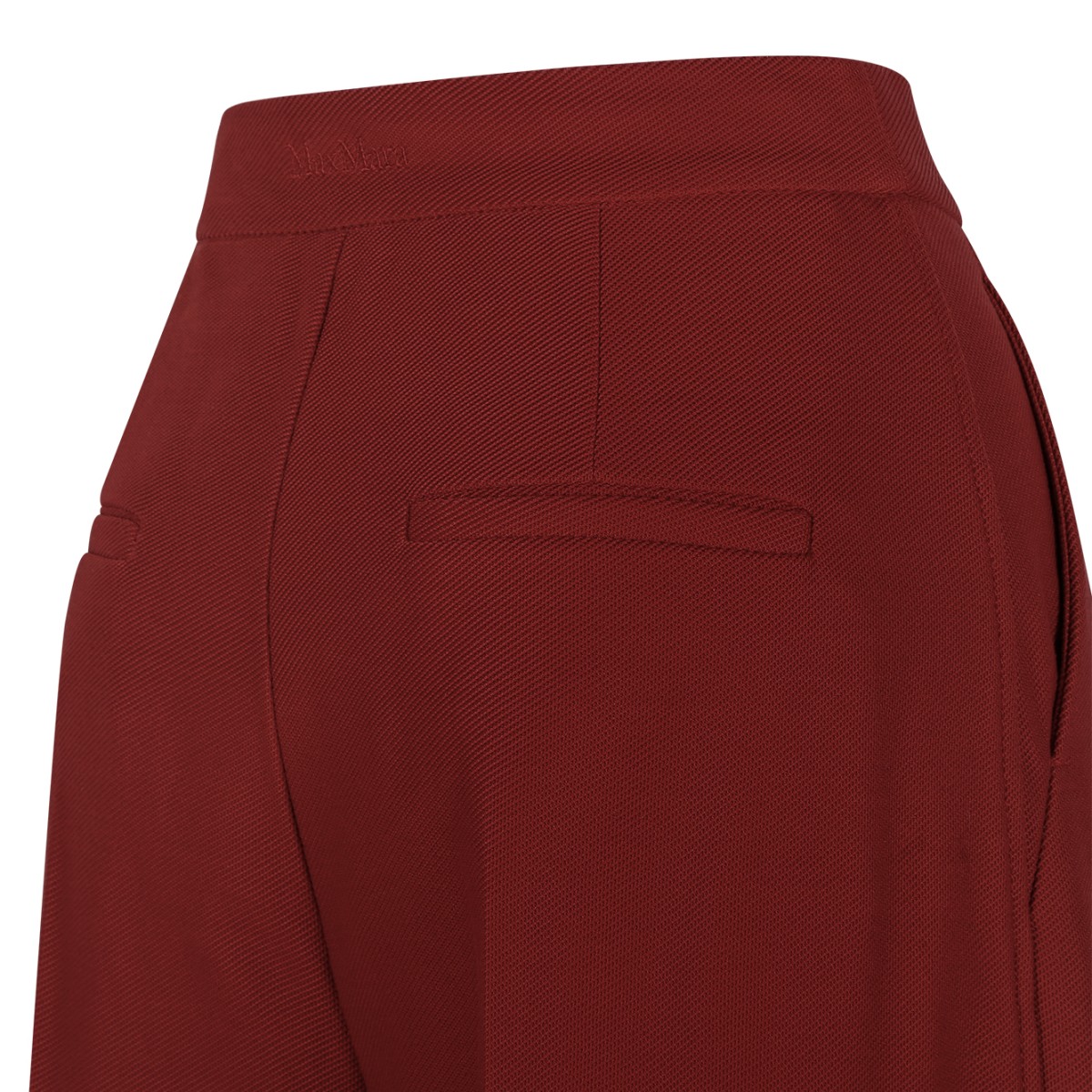 Max Mara Red High-Waisted Wide-Leg Trousers.