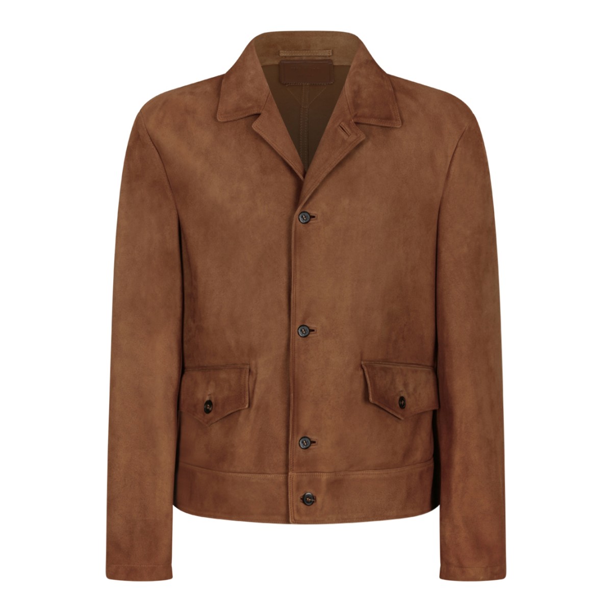 Prada Brown Suede Button-Up Jacket.