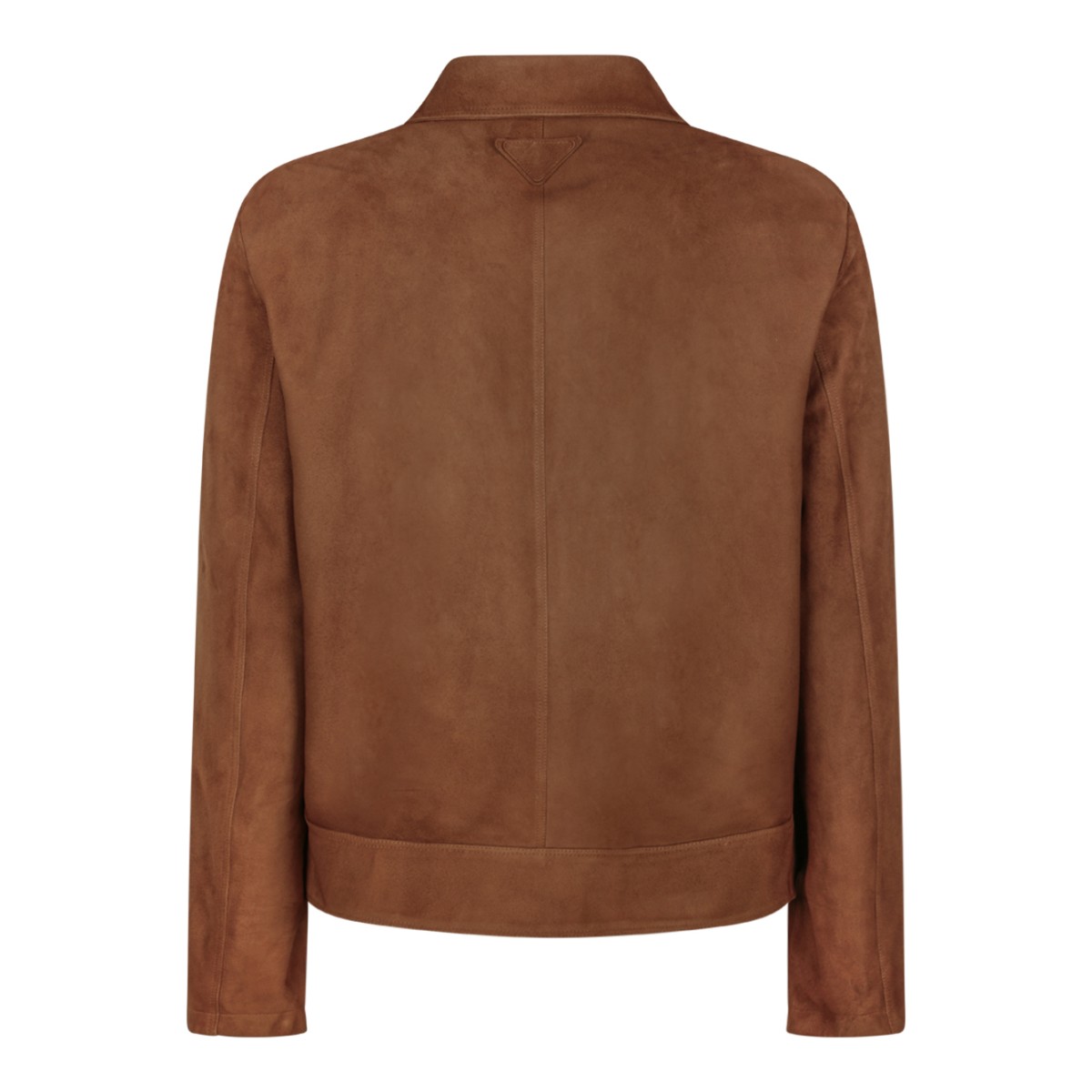 Prada Brown Suede Button-Up Jacket.