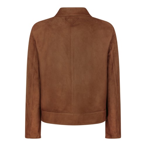 Prada Brown Suede Button-Up Jacket.