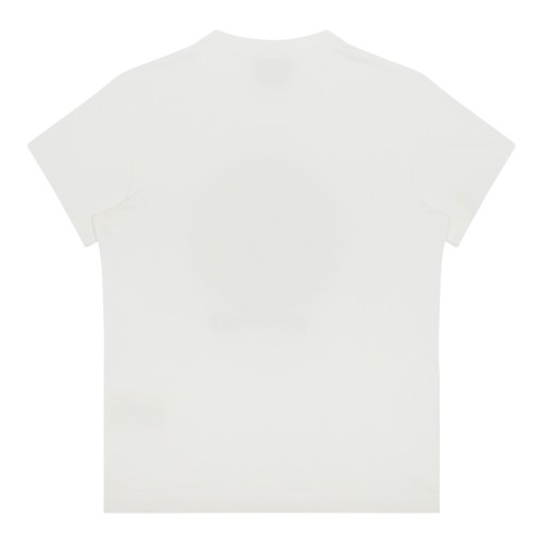 Fendi Kids White Logo Print Cotton T-Shirt.