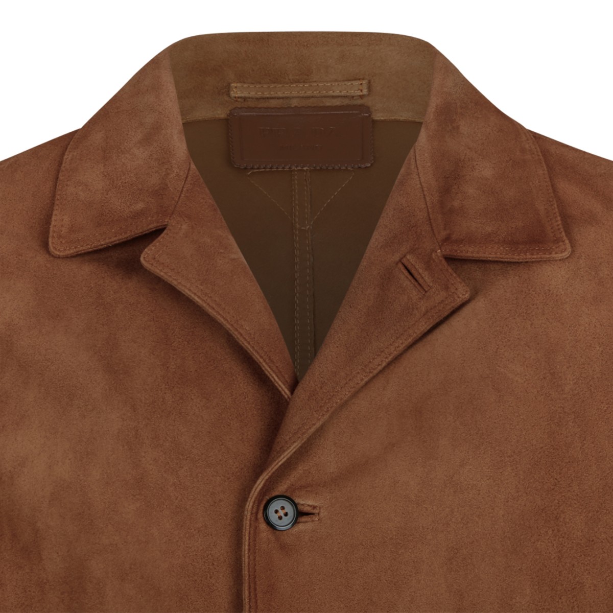 Prada Brown Suede Button-Up Jacket.