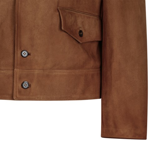 Prada Brown Suede Button-Up Jacket.