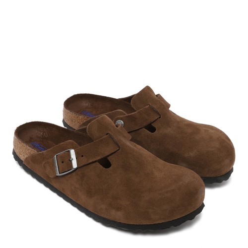 Birkenstock Brown Suede Boston Clogs.