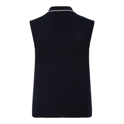 Gran Sasso Navy Sleeveless Knit Pullover. 2