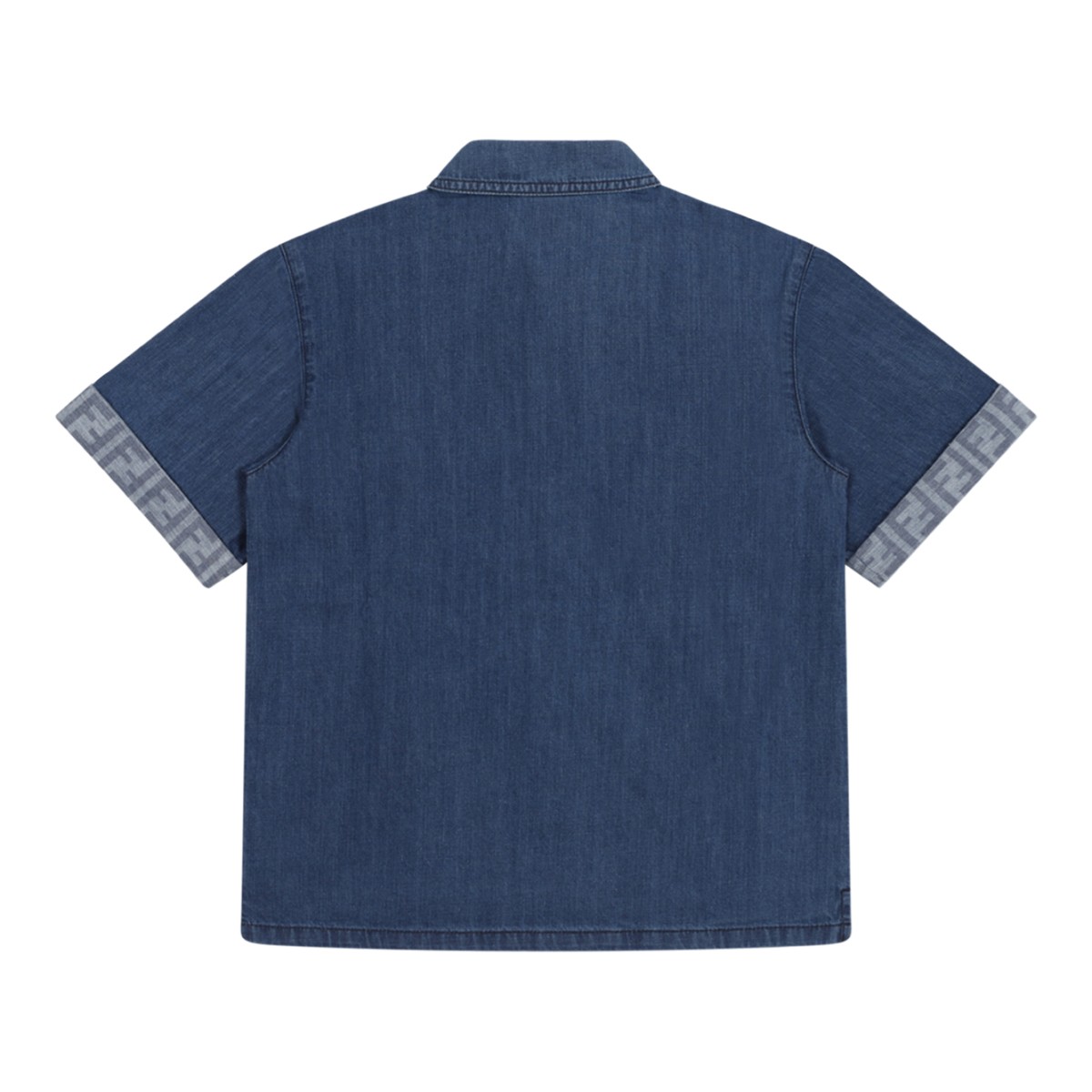 Fendi Kids Blue Denim Short-Sleeve Shirt.