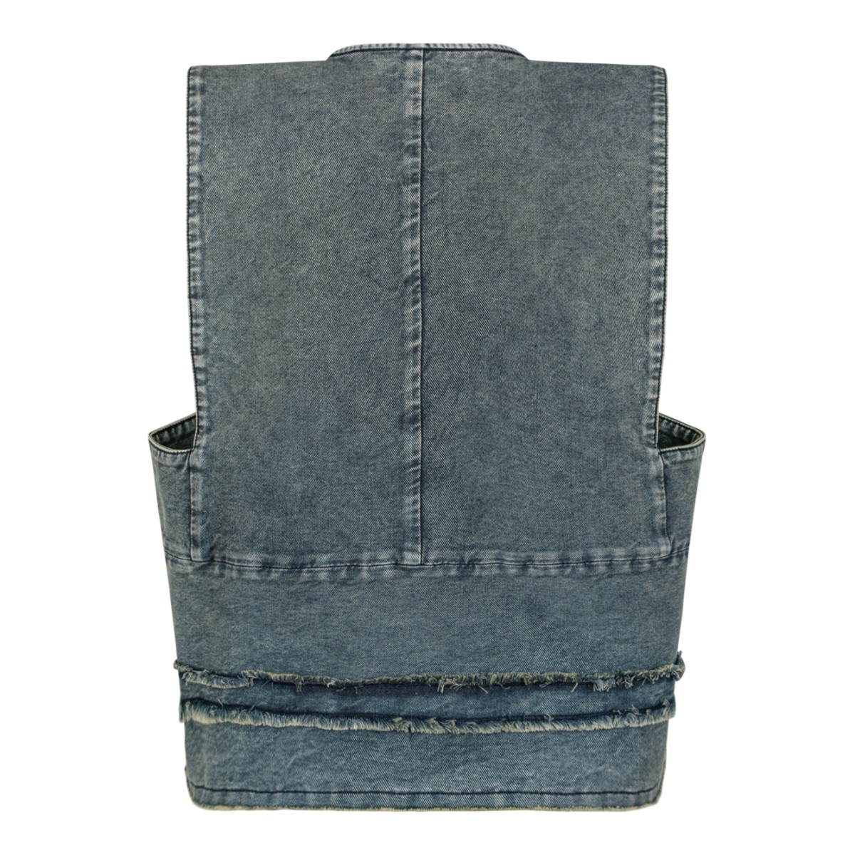 Hui Milano Blue Denim Embellished Sleeveless Jacket.
