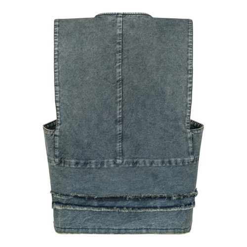 Hui Milano Blue Denim Embellished Sleeveless Jacket.
