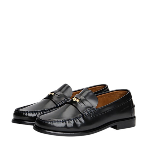 Tommy Hilfiger Black Leather Penny Loafers.