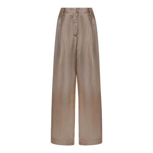 Fabiana Filippi Gold Satin Wide-Leg Trousers.  