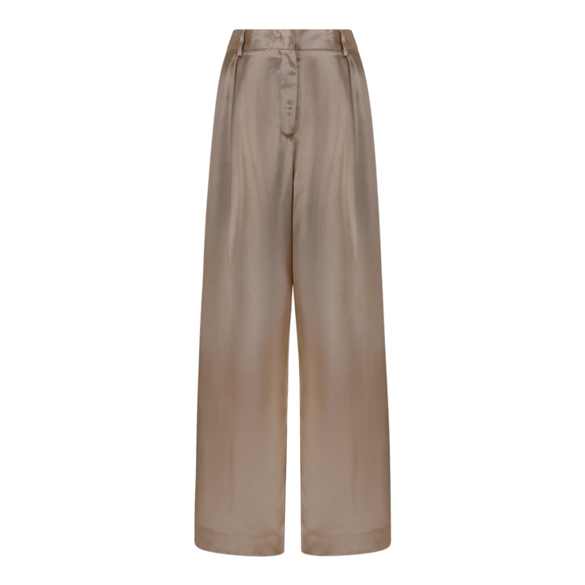 Fabiana Filippi Gold Satin Wide-Leg Trousers.  