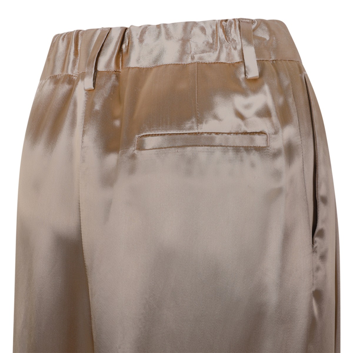 Fabiana Filippi Gold Satin Wide-Leg Trousers.  