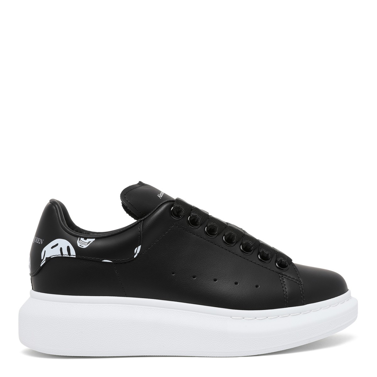 Alexander McQueen Black Leather Oversized Sole Sneakers.