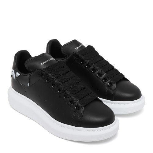 Alexander McQueen Black Leather Oversized Sole Sneakers. 2