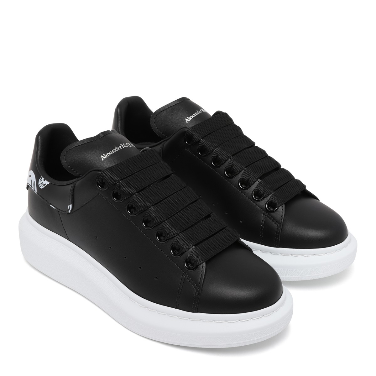Alexander McQueen Black Leather Oversized Sole Sneakers.