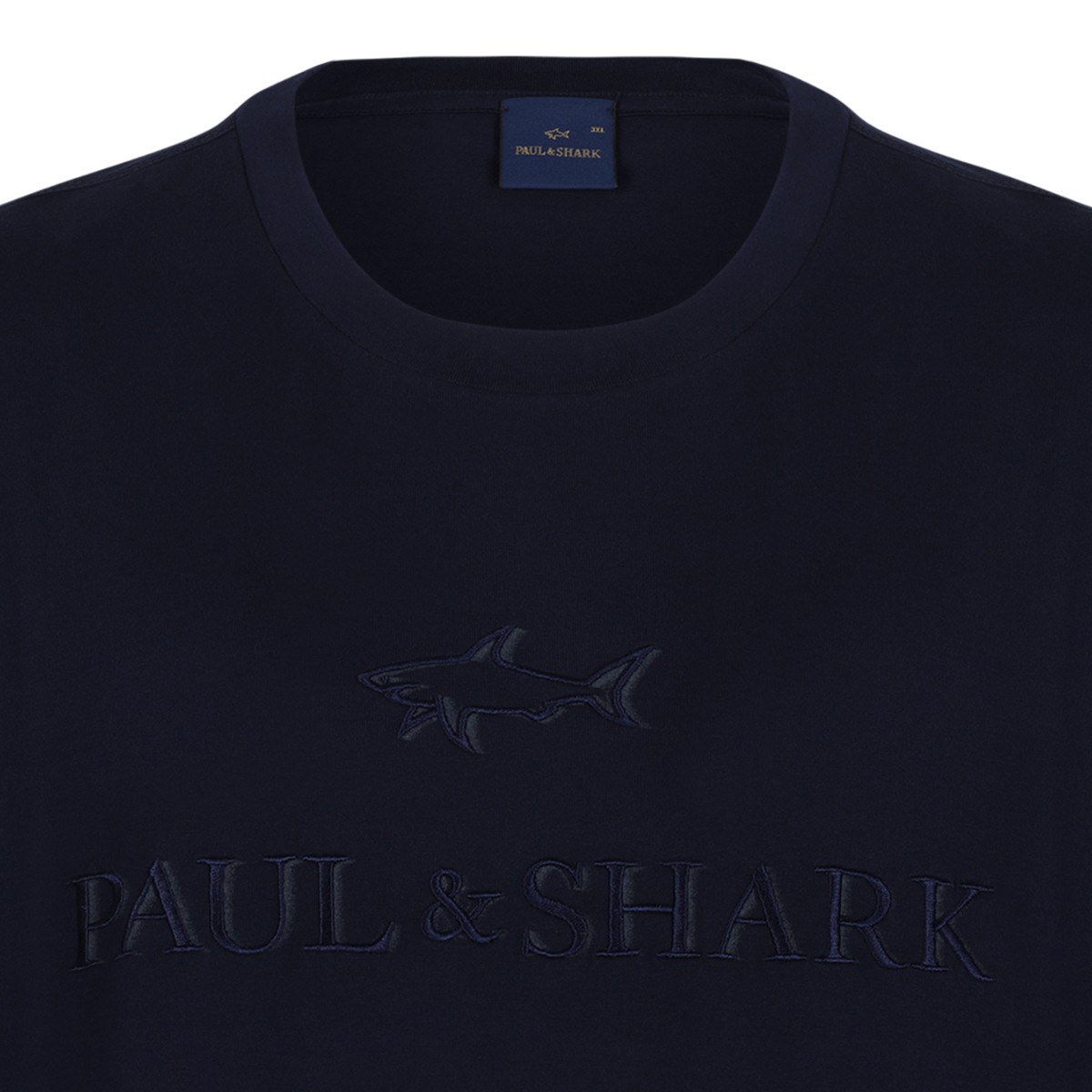 Paul & Shark Navy Blue Logo Cotton T-Shirt.