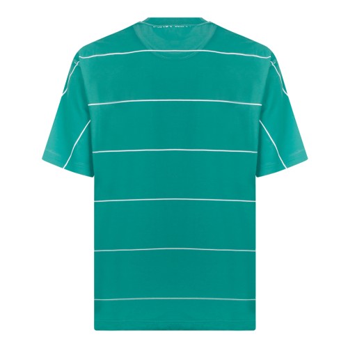 Prada Brown and Green Striped Cotton T-Shirt. 2