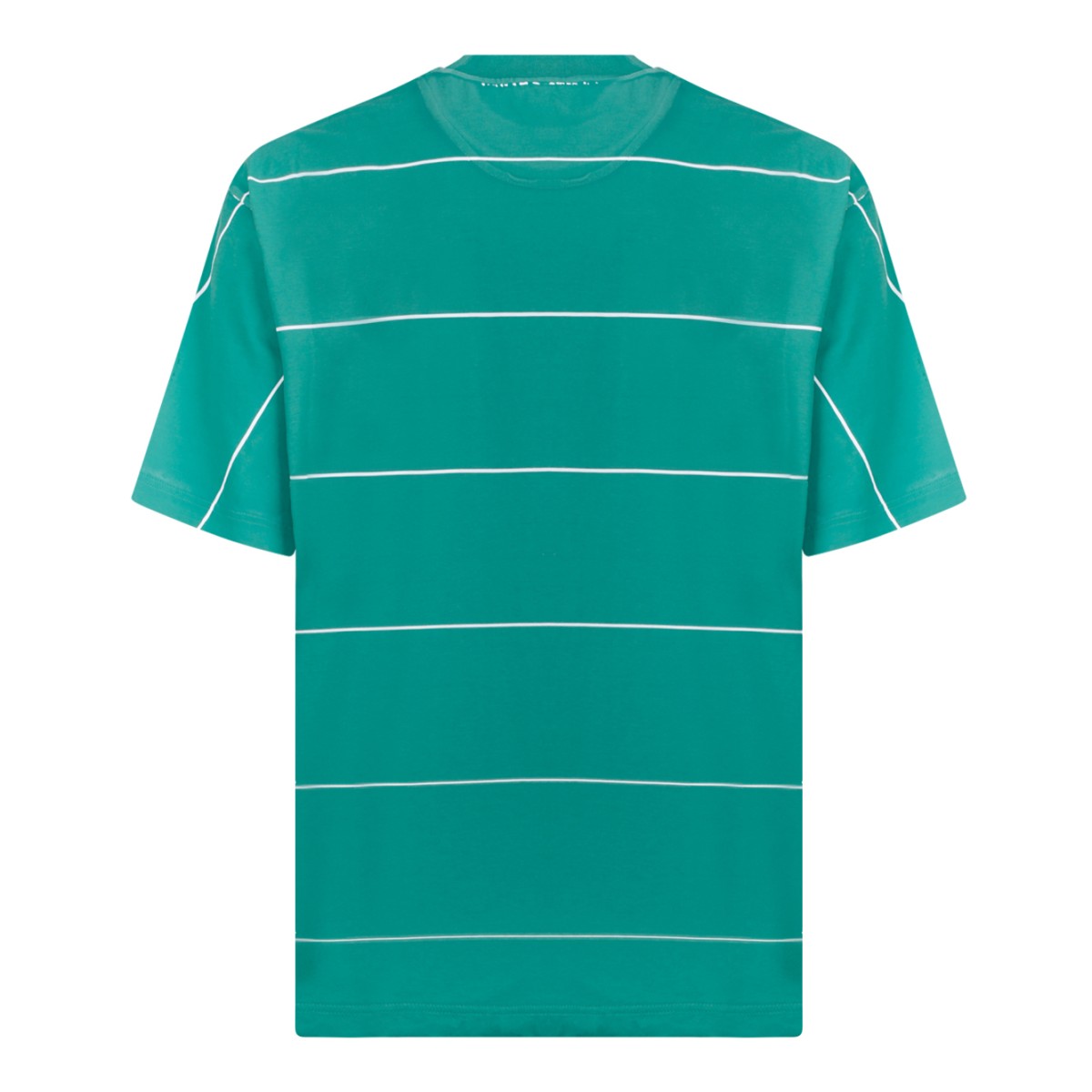 Prada Brown and Green Striped Cotton T-Shirt.