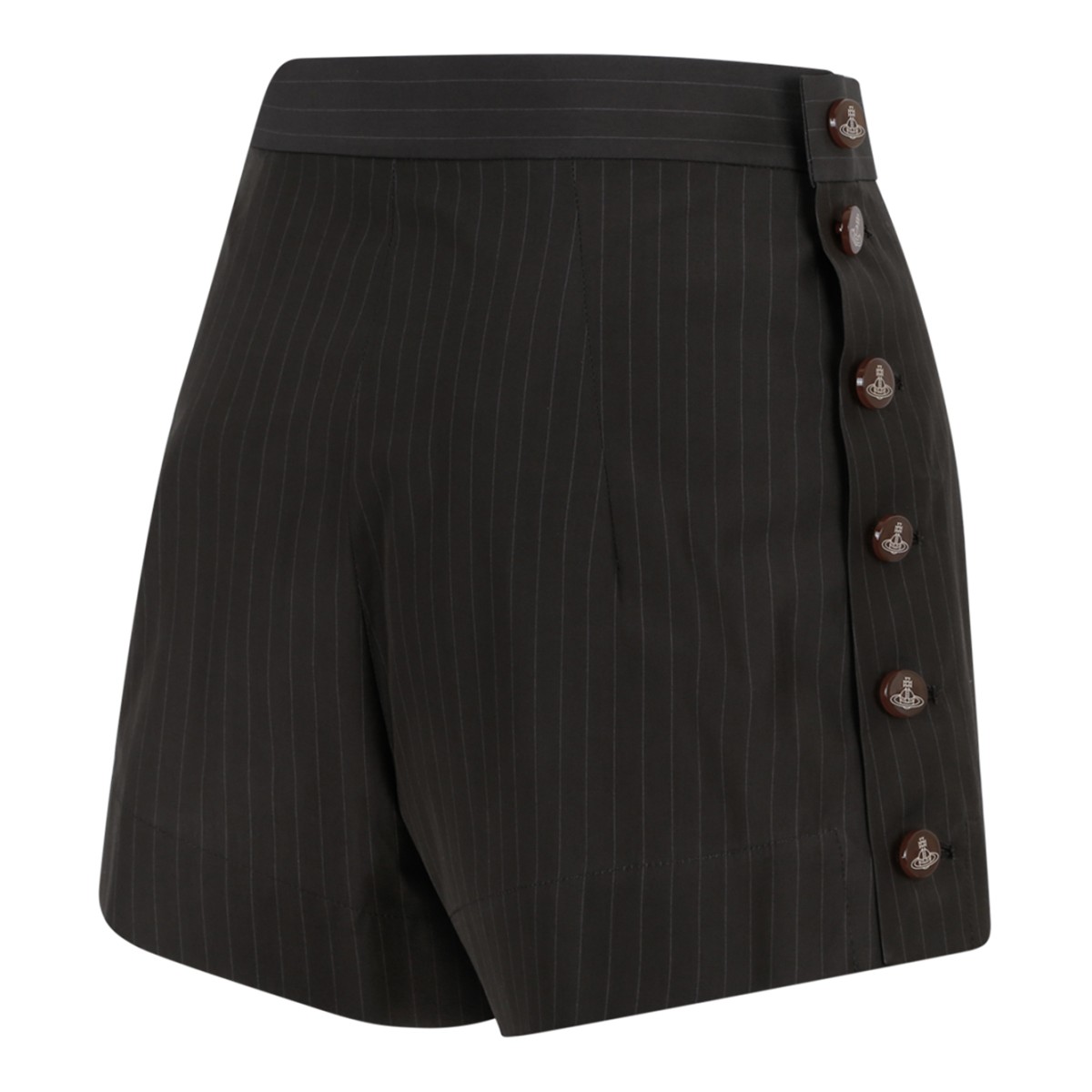 Vivienne Westwood Brown Pinstripe Buttoned Mini Skirt.