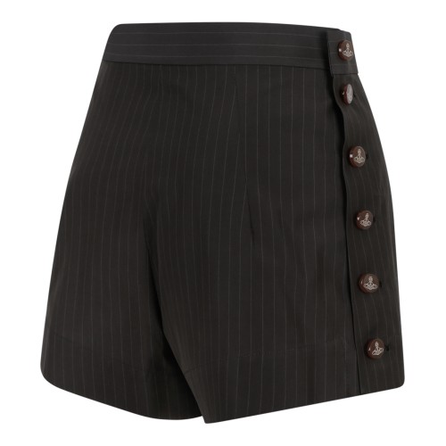 Vivienne Westwood Brown Pinstripe Buttoned Mini Skirt.