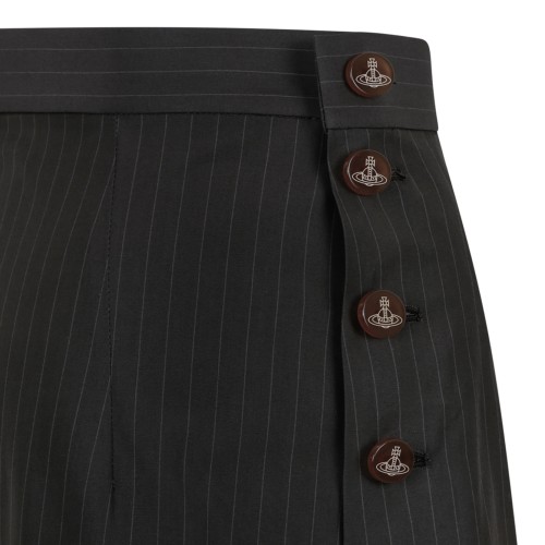 Vivienne Westwood Brown Pinstripe Buttoned Mini Skirt.