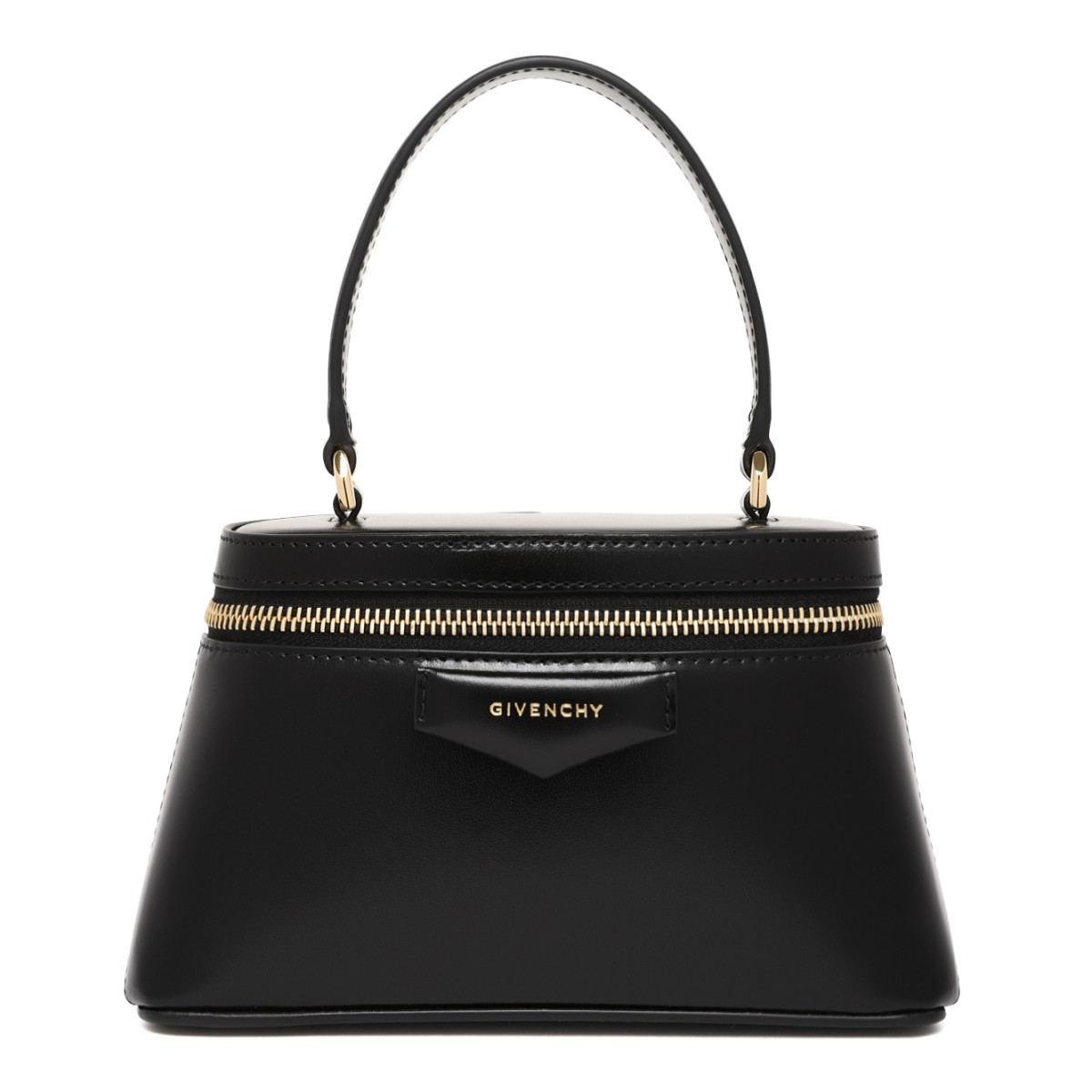 Givenchy Black Leather Top-Handle Bag with Chain Detail.