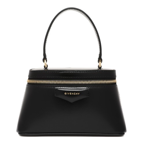 Givenchy Black Leather Top-Handle Bag with Chain Detail.